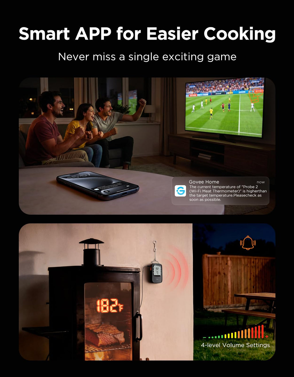WiFi Meat Thermometer Digital for Grilling & Smoking, Timer & Alert