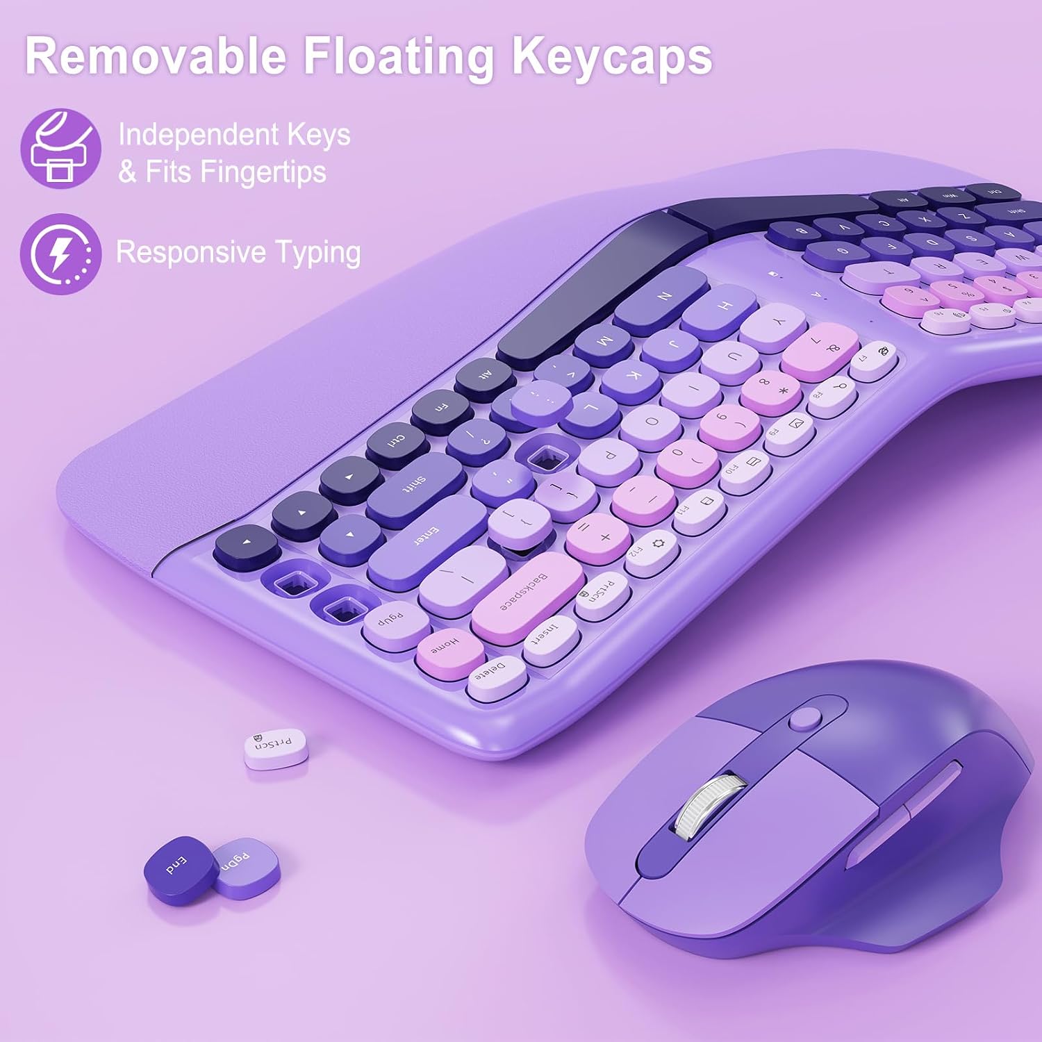 Ergonomic Wireless Keyboard Mouse, Mechanical Gaming Set with Wrist Rest | Compatible With All windows and Type C
