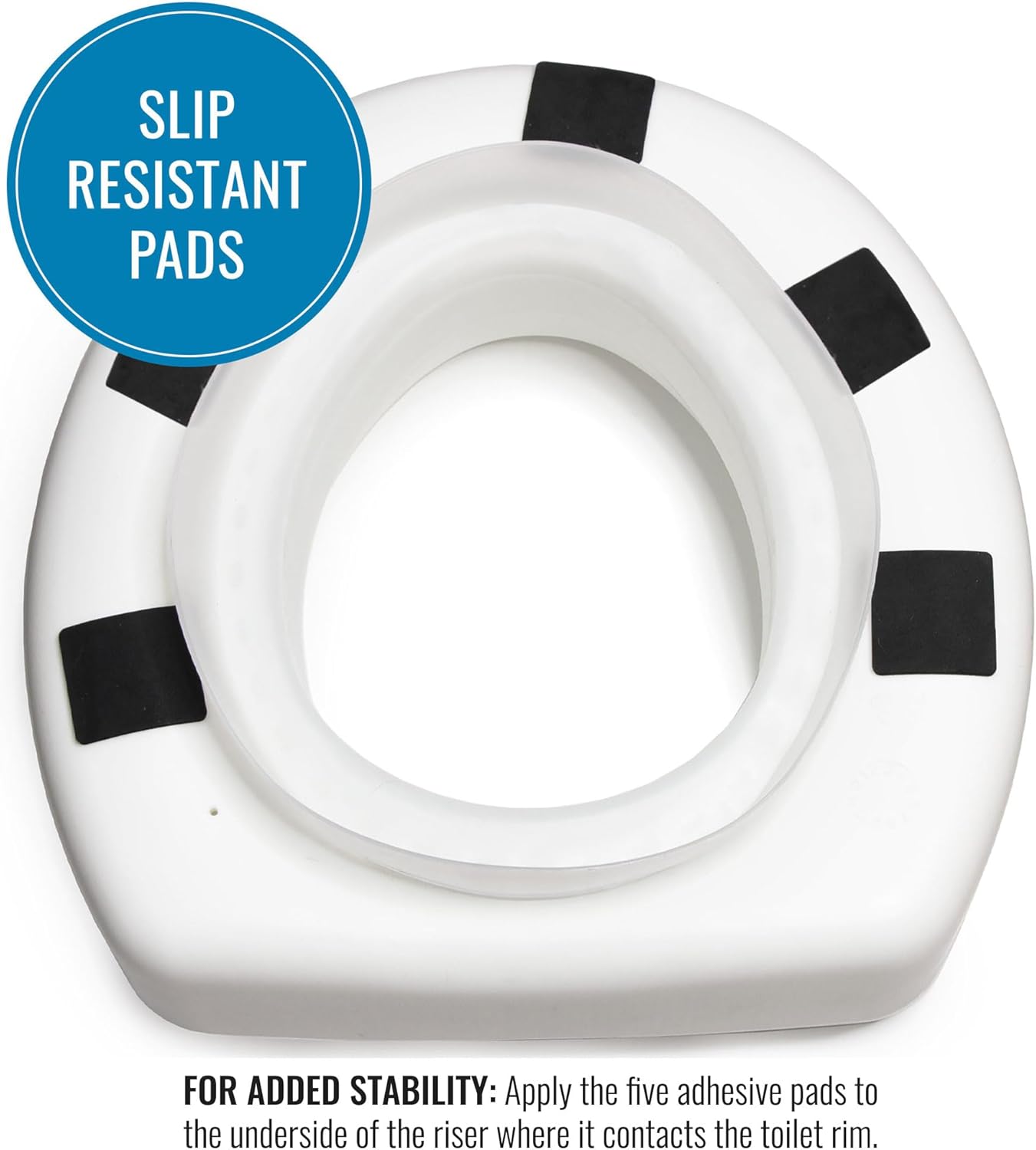 Enhanced Comfort 5" Raised (Round) Toilet Seat Risers for Seniors 5 Slip Resistant Pads FSA/HSA Eligible Padded