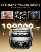 Electric Foil Shaver for Men: Full-Metal Body & 4 Floating Blades