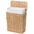 3 Gallon Wicker Trash Can,Small Bathroom Trash Can with Lid,Natural Water Hyacinth Wicker Waste Basket for