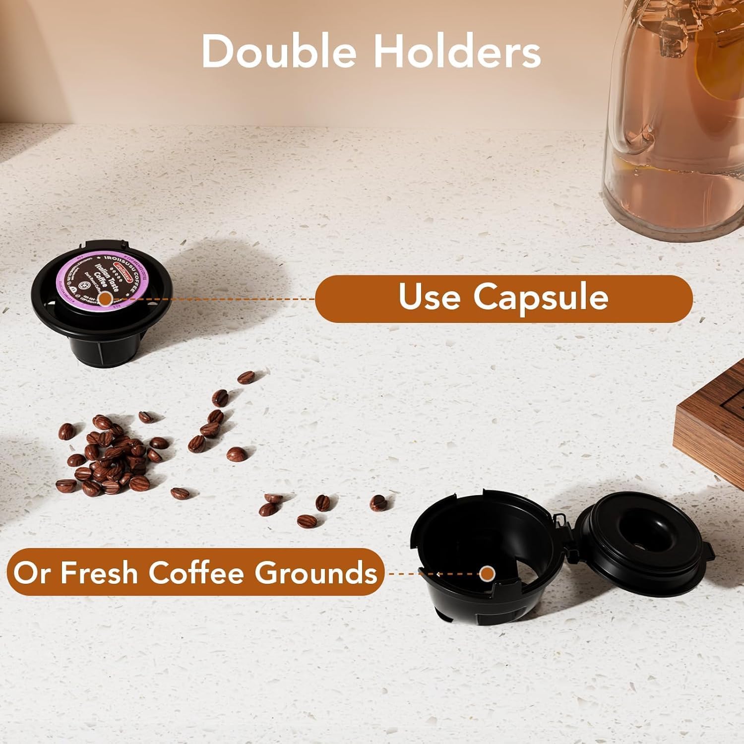 Single Serve Coffee Maker, 2 in 1 Coffee Brewer for K-CUP Pod & Ground Coffee, 6-14 Oz Adjustable Brew Sizes, 14Oz