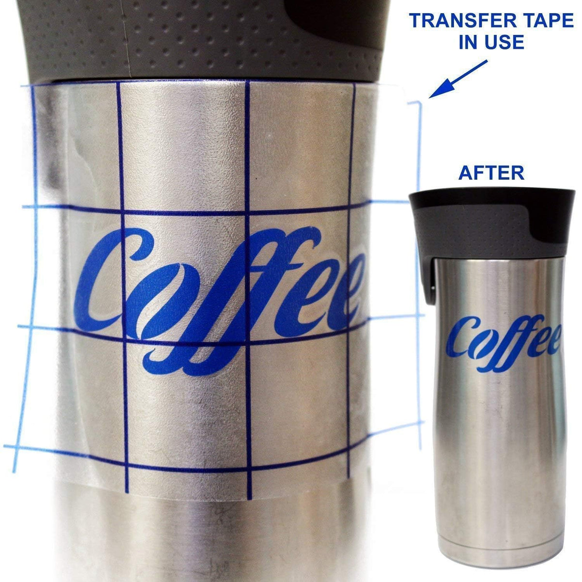 Vinyl Transfer Tape Roll (12-in x 25-FT) Clear w/Blue Grid (Made in USA)