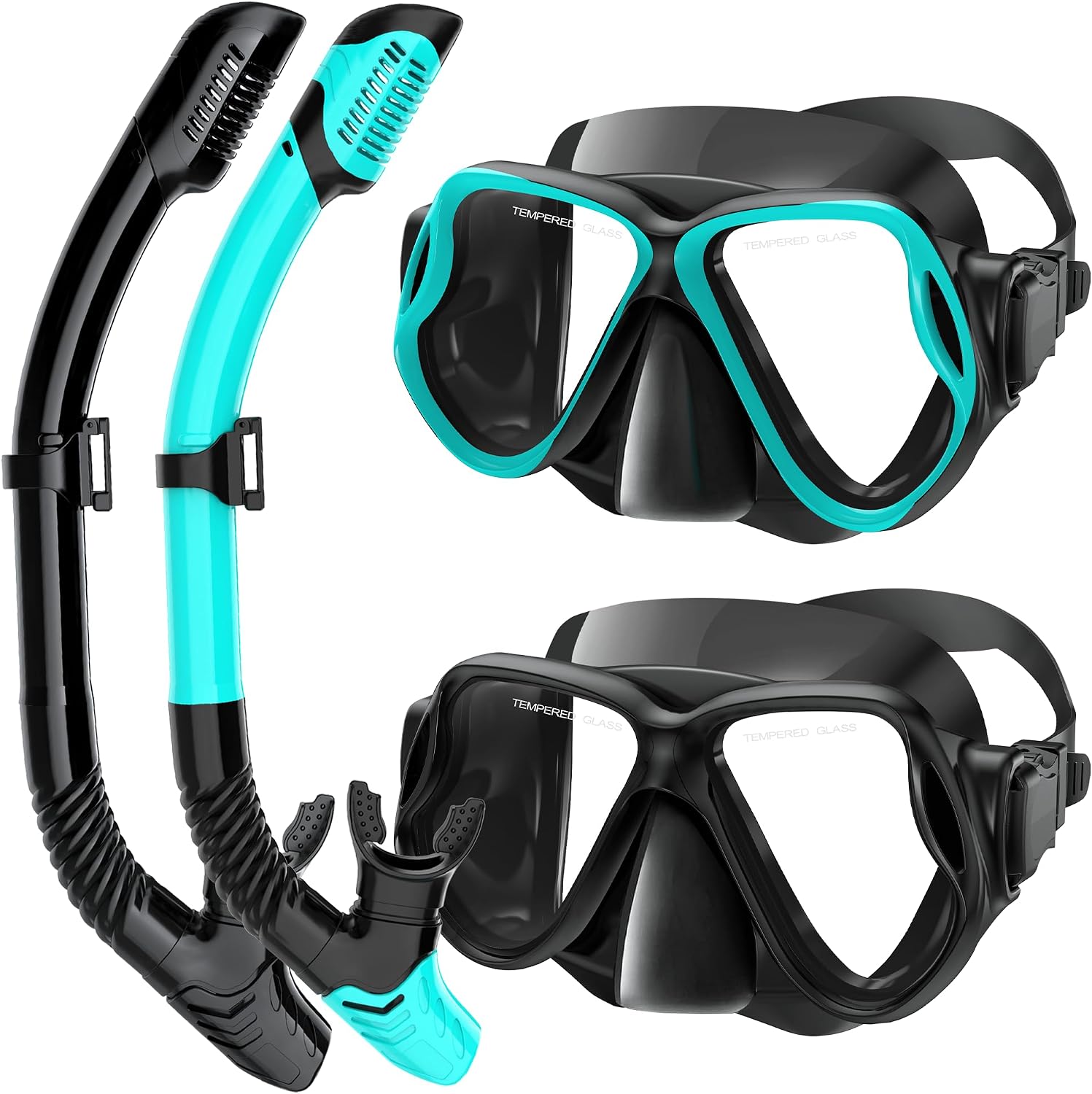 Snorkeling Gear for Adults, Dry-Top Snorkel Set Scuba Diving Mask, 180° Panoramic Wide View Professional Snorkeling