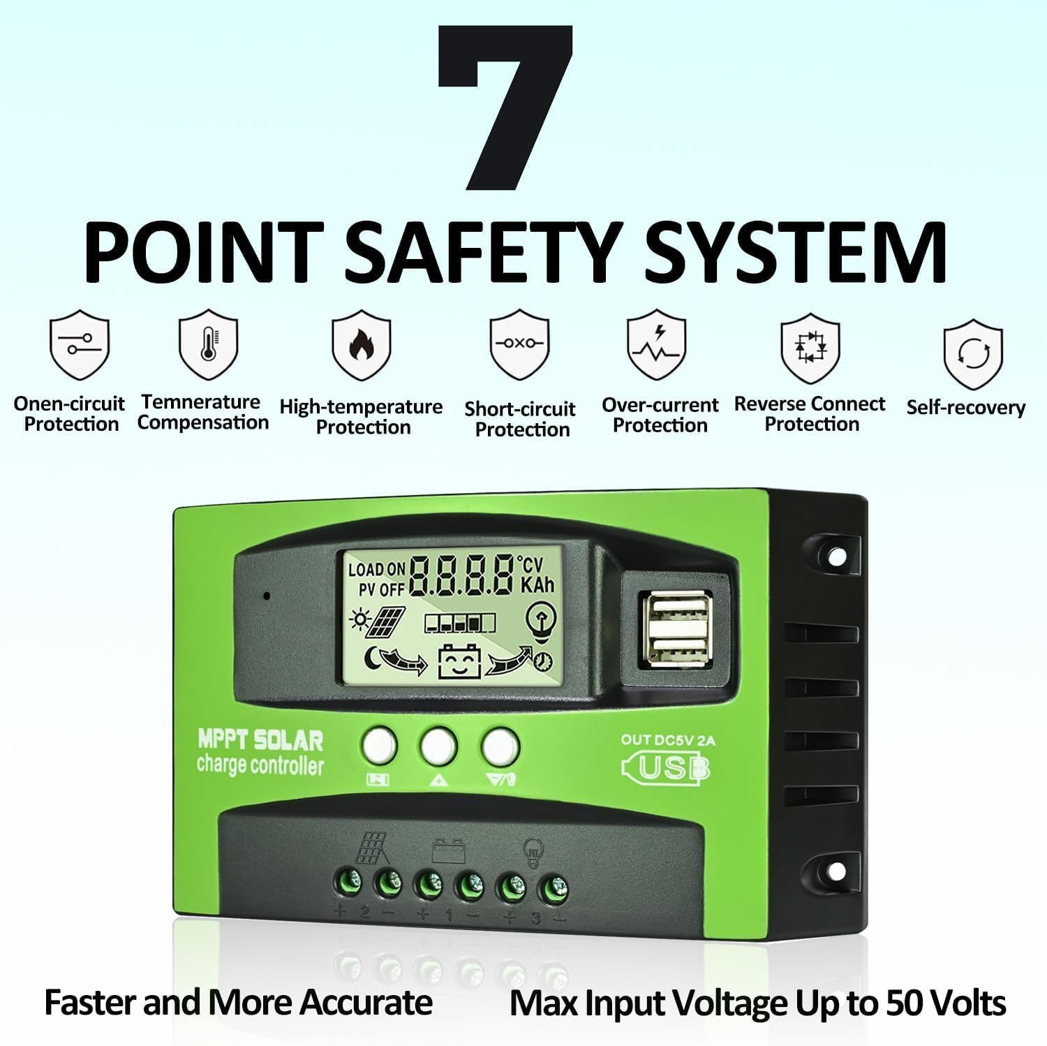 100A MPPT Solar Charge Controller 12v/24v Current Auto Focus MPPT Tracking Charge with LCD Display Dual USB Solar