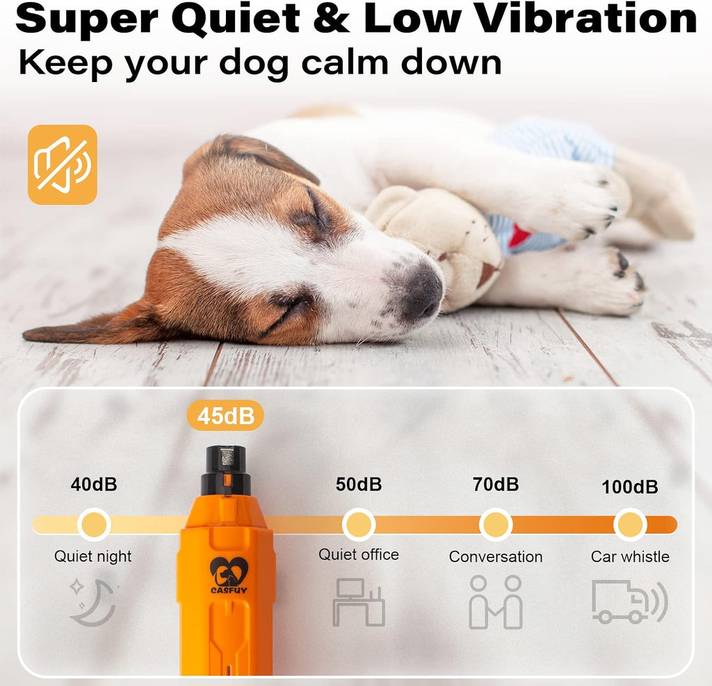 6-Speed Dog Nail Grinder - Newest Enhanced Pet Nail Grinder Super Quiet Rechargeable Electric Dog Nail Trimmer
