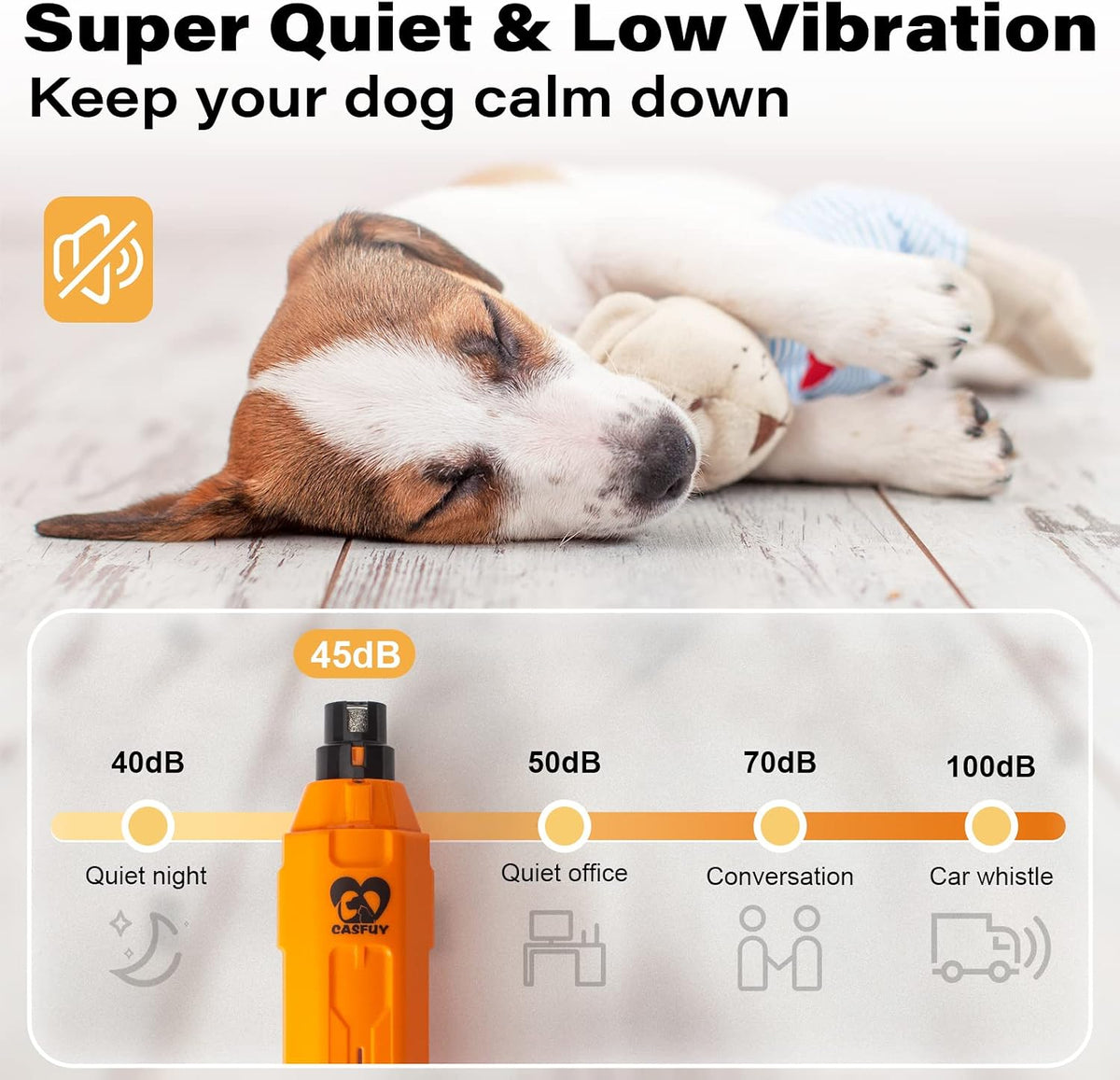 6-Speed Dog Nail Grinder - Newest Enhanced Pet Nail Grinder Super Quiet Rechargeable Electric Dog Nail Trimmer