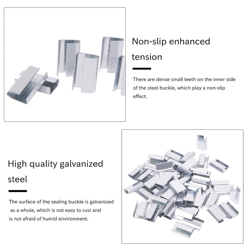 Packaging Strapping Open Serrated Seals for 5/8" Strap Width Polyester (PET) Strapping (Pack of 100)