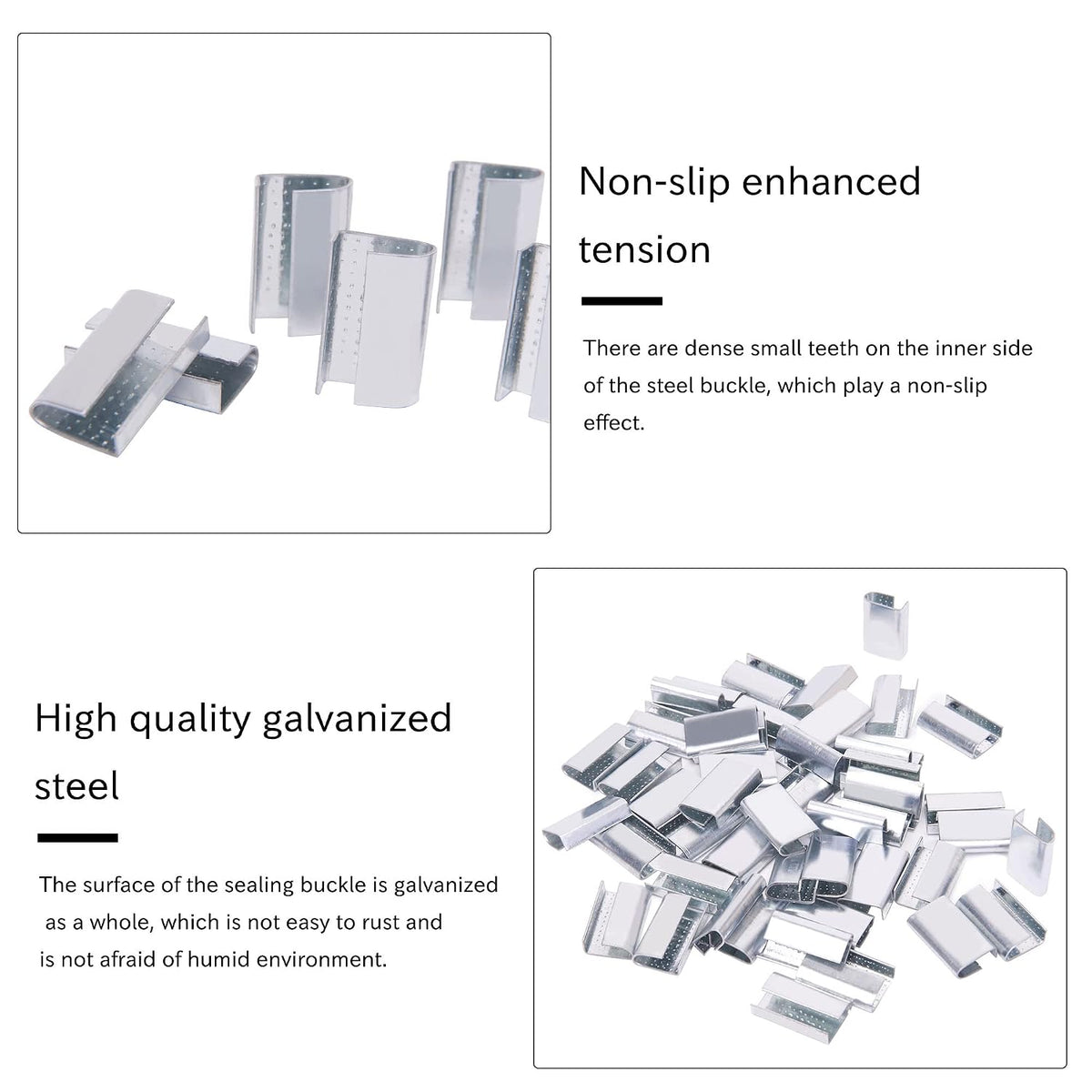 Packaging Strapping Open Serrated Seals for 5/8" Strap Width Polyester (PET) Strapping (Pack of 100)