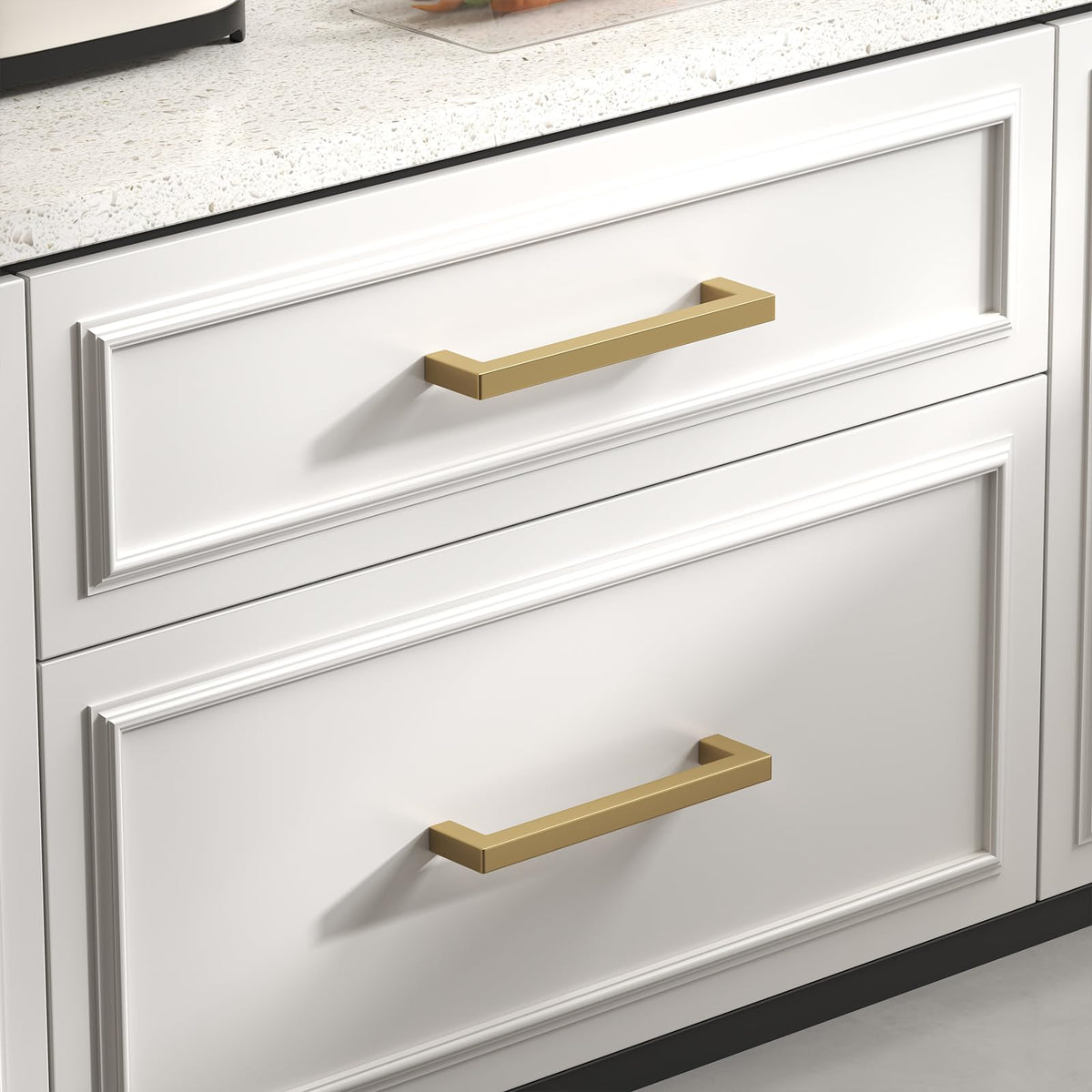 5 Pack 3-3/4 Inch Champagne Bronze Cabinet Pulls Square Handles