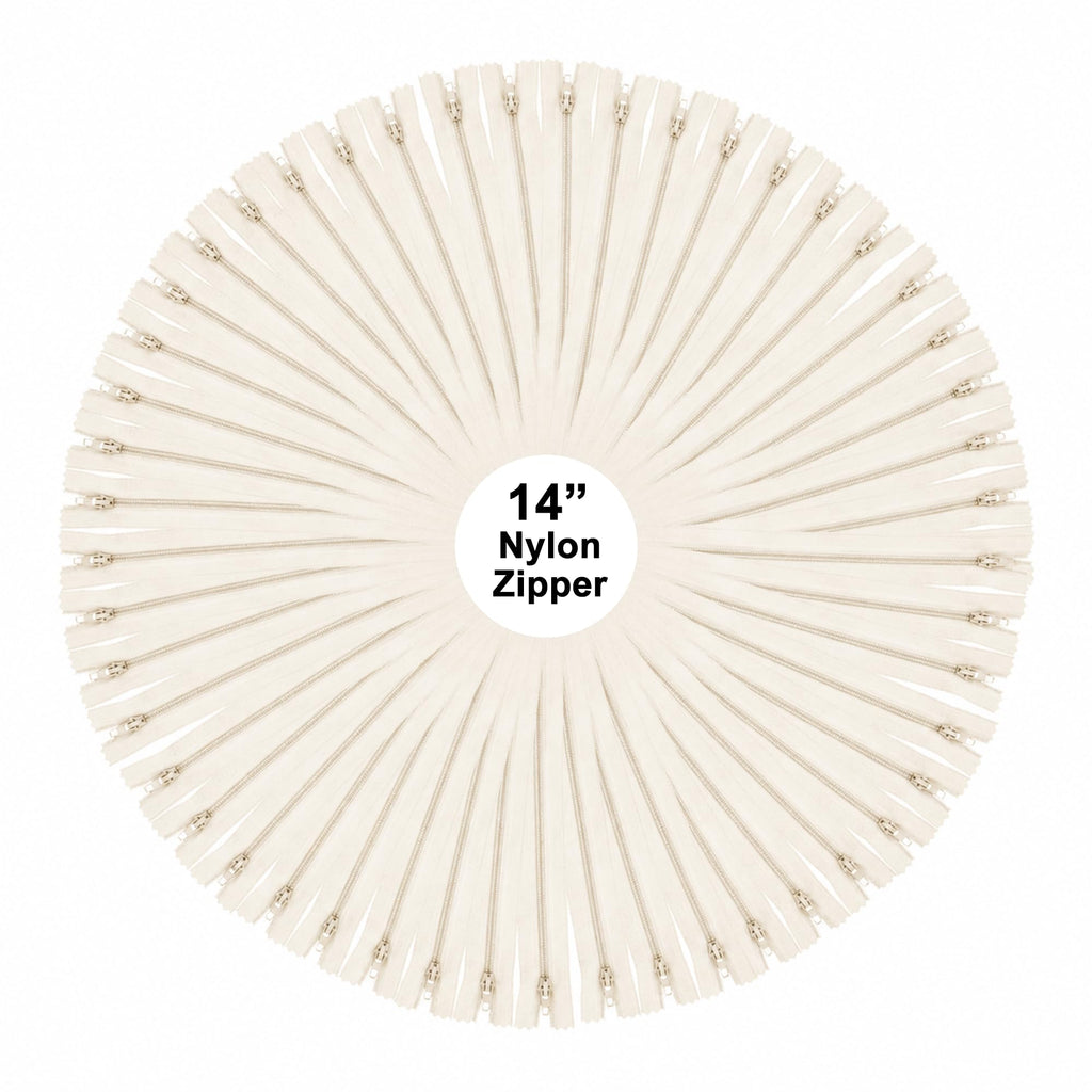 80 PCs Cream Closed-End 14 Inches Nylon Zippers for Sewing