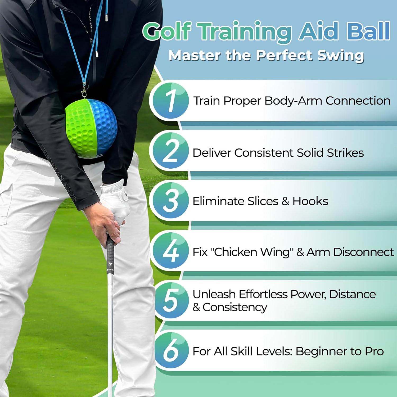 Golf Training Aid Ball for Impact Precision & Consistent Swings - Master Body Connection to Fix Slicing, Scooping &