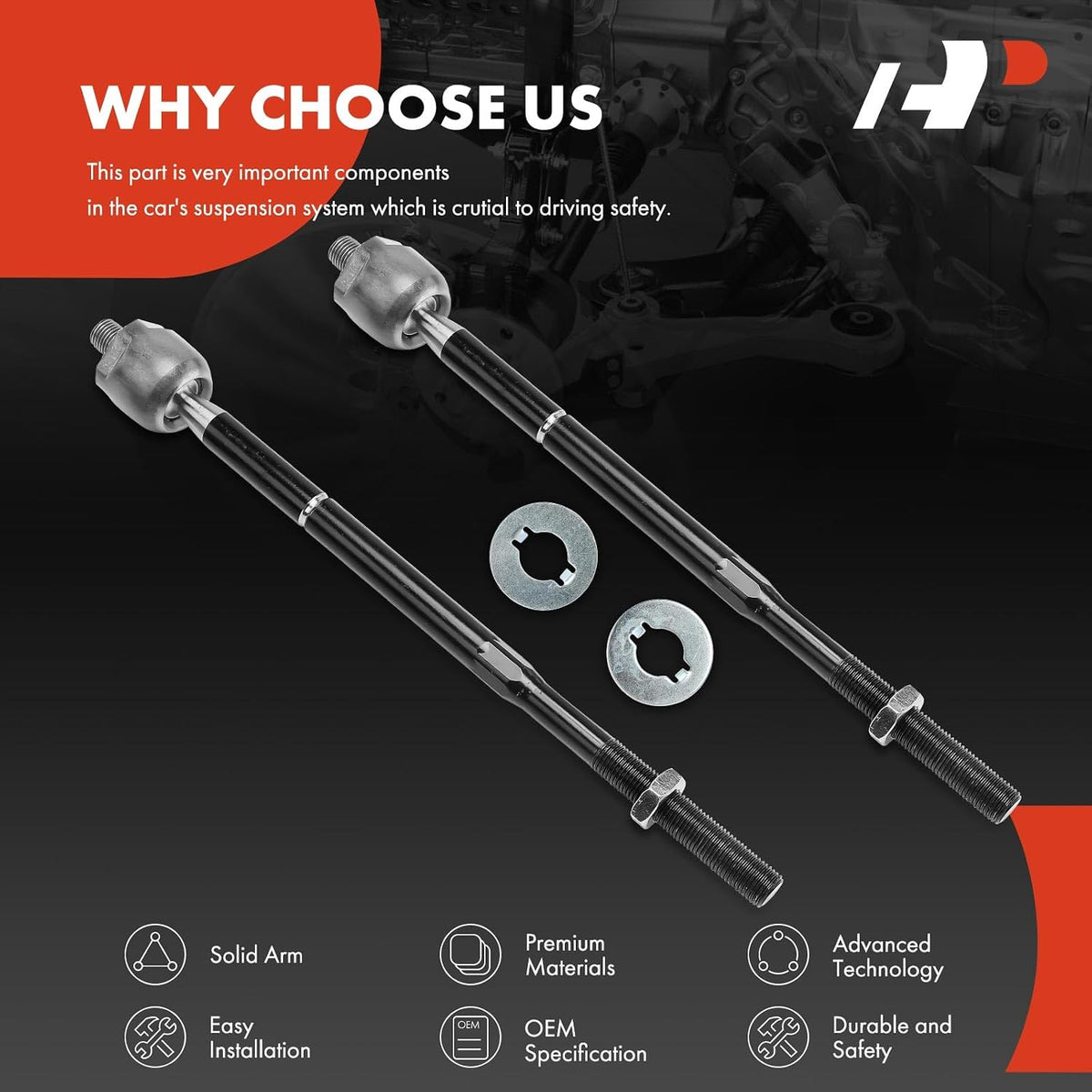 A-Premium 2 x Front Inner Tie Rod Ends, Compatible with Chevrolet & Saturn