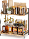 Countertop Coffee Station Organizer, 2 Tier Wooden Shelf