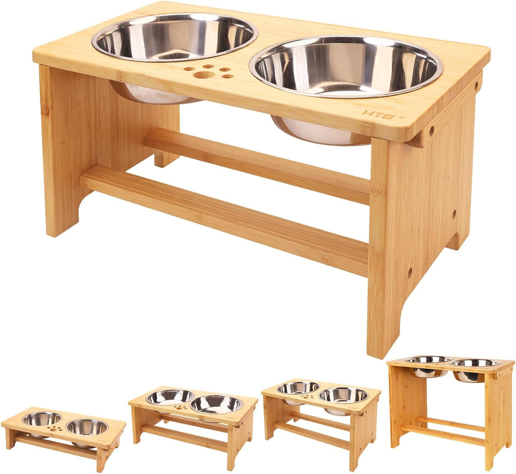 Elevated Dog Bowls,Raised Dog Bowl Stand with 2 Stainless Steel Bowls,Elevated Raised Dog Bowls for Large Medium