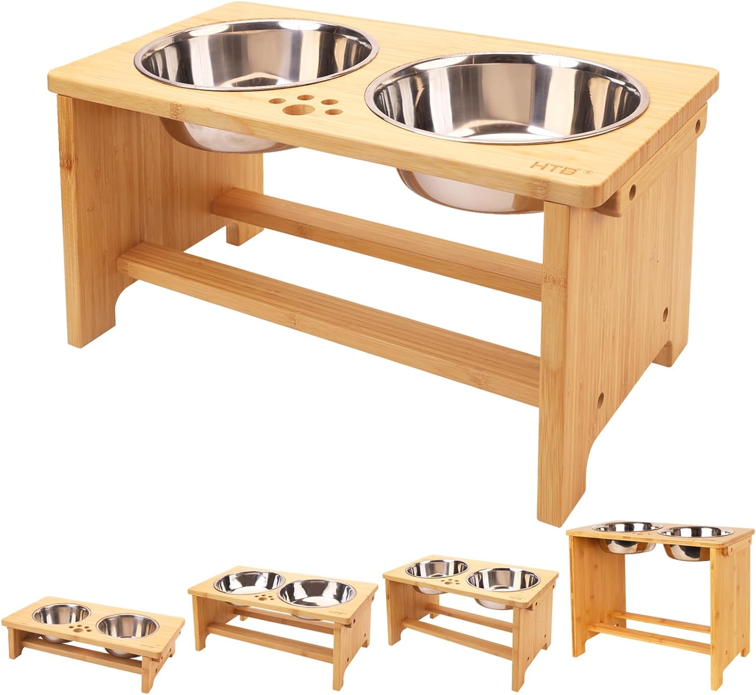 Elevated Dog Bowls,Raised Dog Bowl Stand with 2 Stainless Steel Bowls,Elevated Raised Dog Bowls for Large Medium