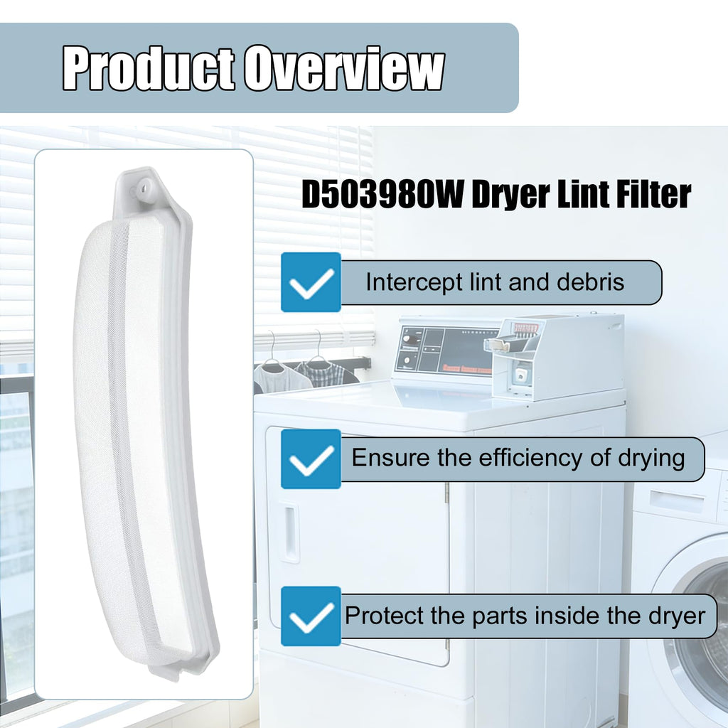 2 Pack D503980W Dryer Lint Filter Replacement, Dryer Lint Screen Compatible with Speed Queen,Washer LTEE/STEB Underwash Upper Dryer Filter Replace,TU21443,AP6329015,503980