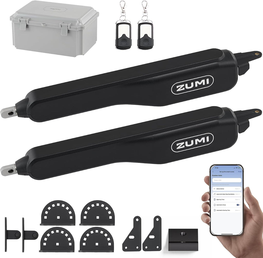 Automatic Gate Opener, Dual Swing Smart App-Controlled Electric Opener for Gates up to 2×900 lb and 20 ft, Driveway