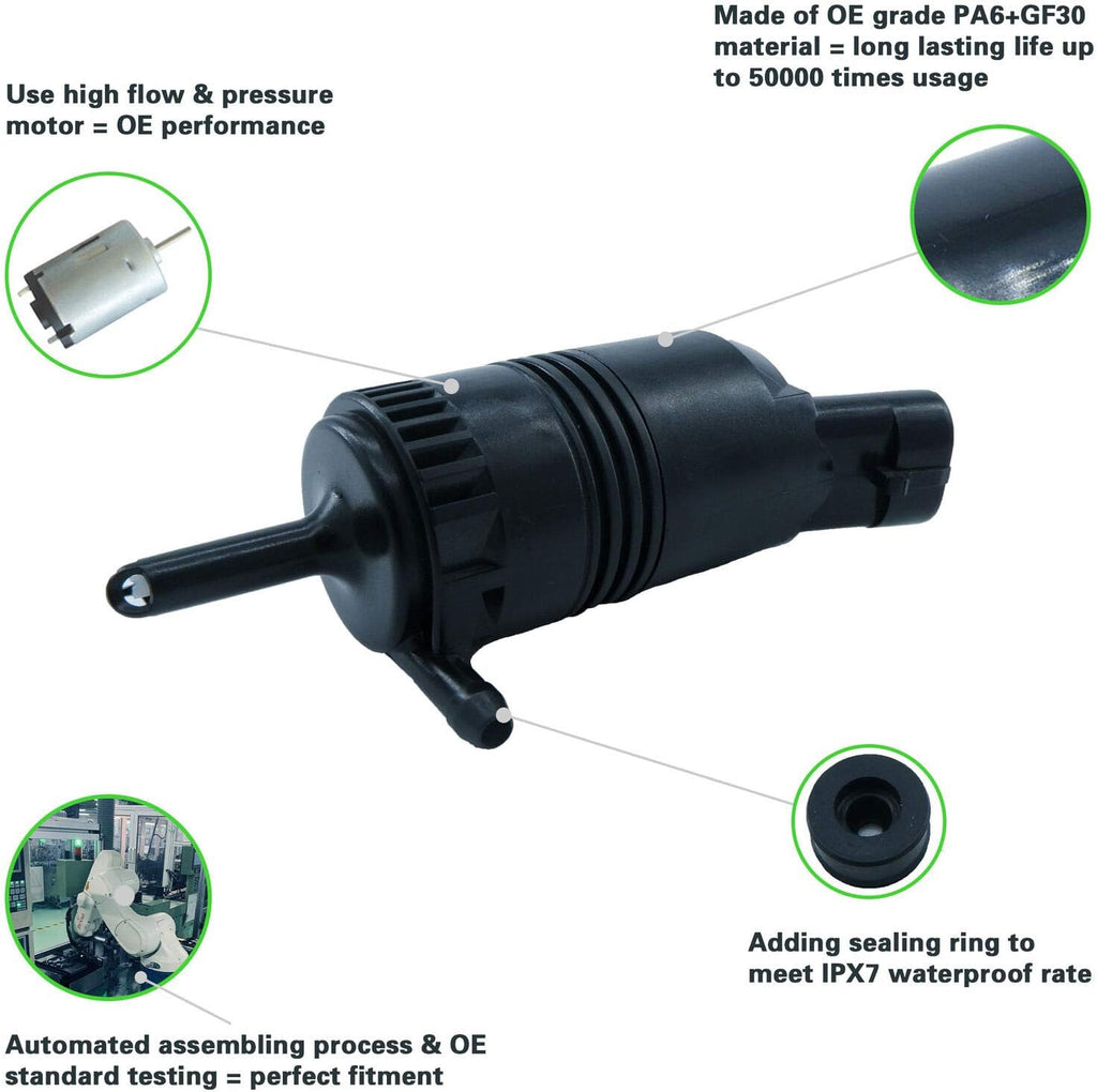 Windshield Washer Fluid Pump Motor With Grommet Replaces 89001122