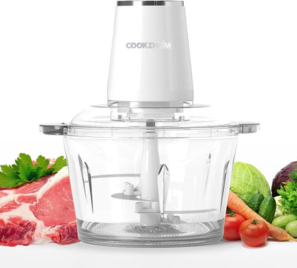 Food Processor,Electric Food Chopper with 500W Stainless Steel Motor & 2 Sharp Blade Sets,8-Cup Glass Bowl for Meat