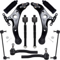 AUQDD 10Pcs Front End Kit Fit For 2012-2017 To-yota Camry, 2013-2018 Avalon, 2 Lower Control Arm w/Ball Joint 2 Sway Bar Link 4 Outer Inner Tie Rod End (# K621476 K621477 K750123 EV801497 ES800930)
