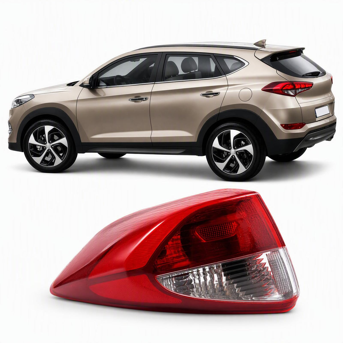 Tail Light for 2016-2018 Hyundai Tucson, Rear Lamp Driver Side Taillight (Halogen Taillight Version), OEM 92401D3010