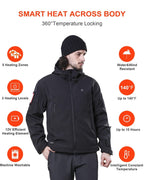 Heated Jacket for Men with 12V Battery Pack, Black, L