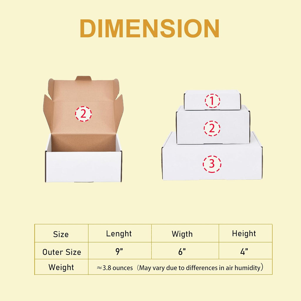 9x6x4 Inches Shipping Boxes Set of 15,White Corrugated Cardboard Box Literature Mailer for Small Business, Literature