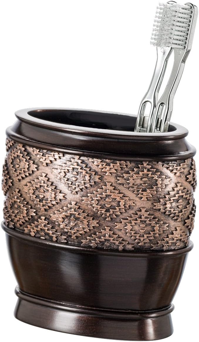 Dublin Brown 4 Piece Bathroom Accessory Set | Includes Soap Dispenser, Toothbrush Holder, Tumbler Cup & Soap Dish