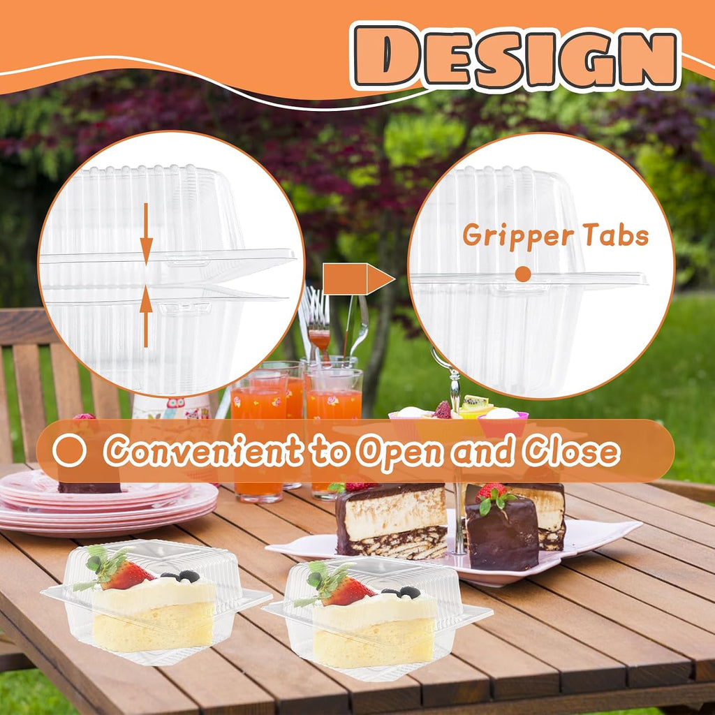 50 Pcs Clear Plastic Take Out Containers,Clear Plastic Square Hinged Food Container with Lids,Disposable Clamshell