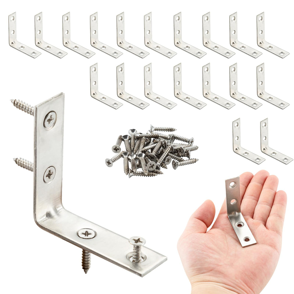 2" L Brackets, 20 Pack Stainless Steel Corner Braces