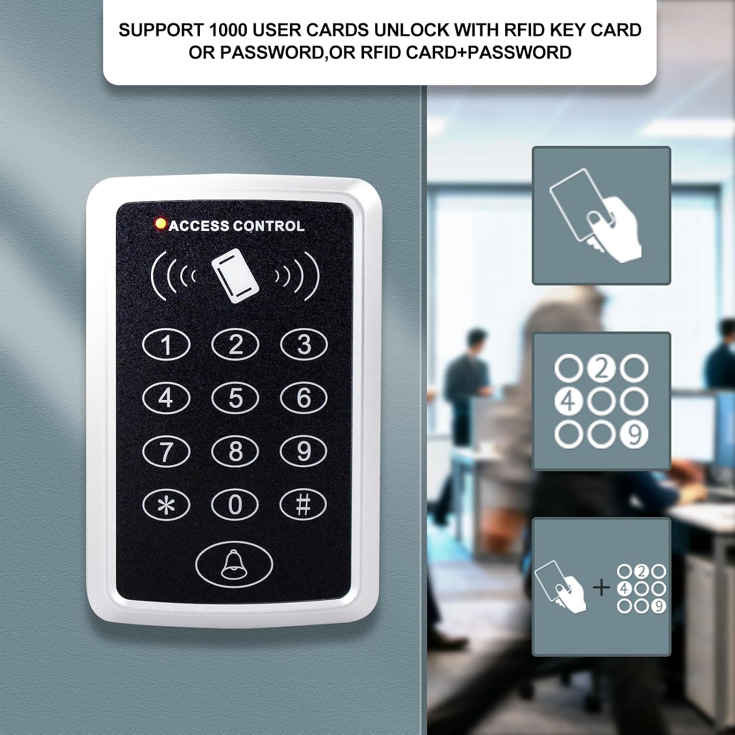 Door Entry System with Waterproof Access Control Keypad Power Supply DC 12V,Door Lock Release Switch,Electric Lock