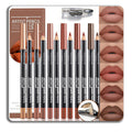 6 Colors Nude Brown Lip Liner Set with Sharpener, Long Lasting