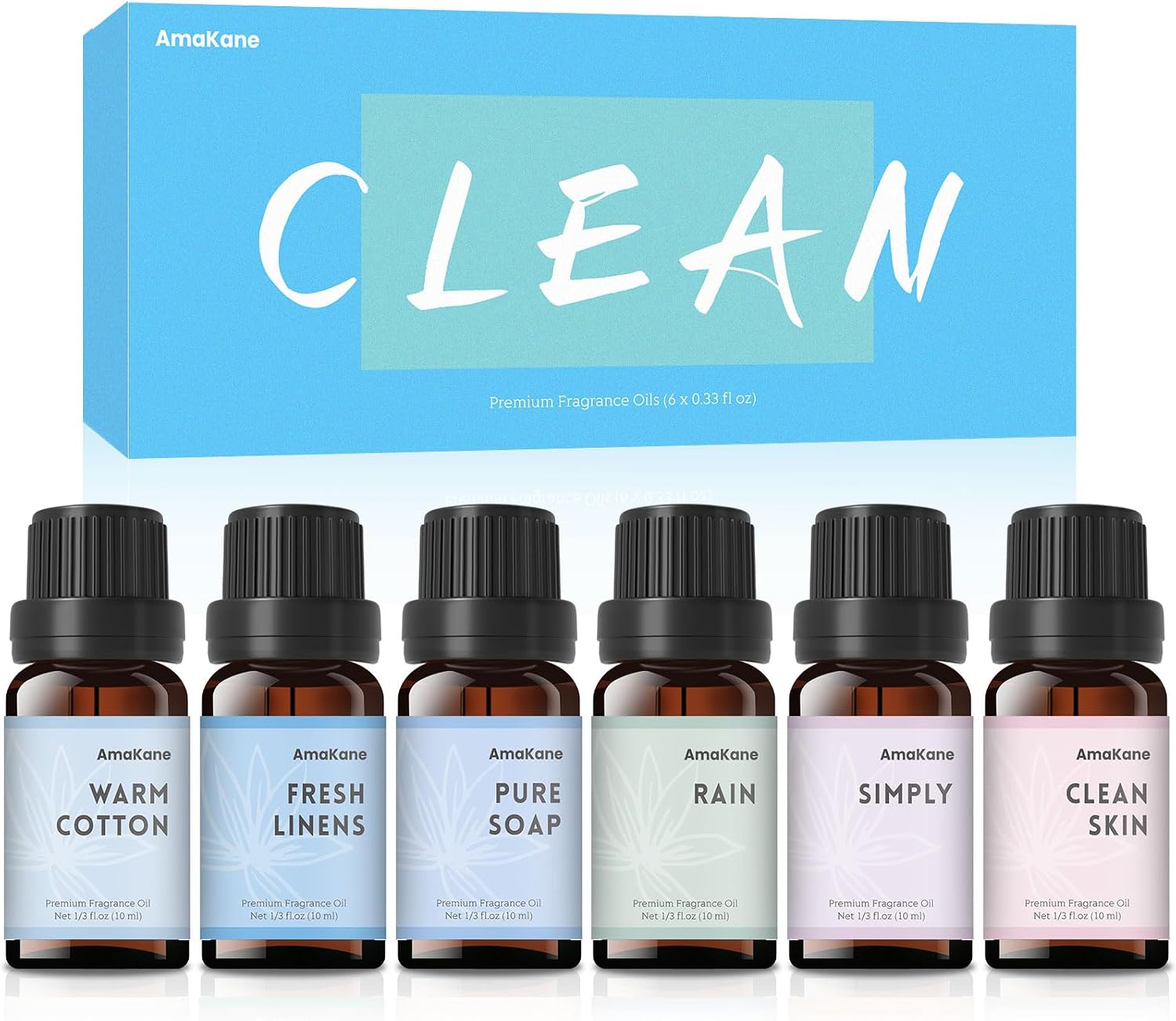 Fragrance Oils Clean Set, 6 Soap Making Scents, Fragrance Oil for Candle Making, Essential Oils for Diffusers for
