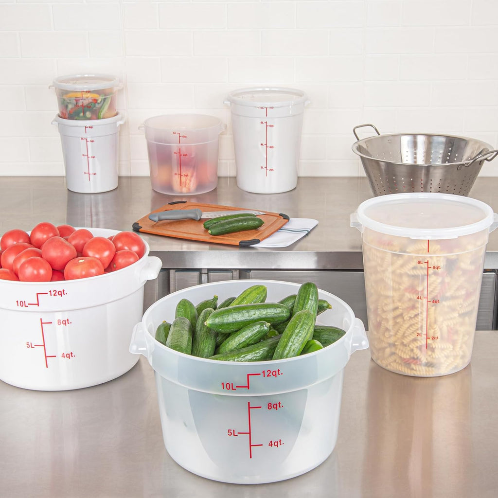 Met Lux 12 Quart Food Storage Container, 1 Translucent Storage Container - Lids Sold Separately, Red Volume Markers
