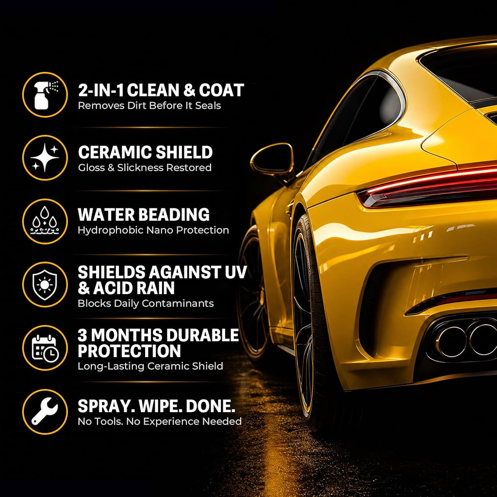 2-in-1 Nano Car Coating Spray, Upgraded Spray Coating Agent, Hydrophobic Ceramic Coating for Cars, Gloss Paint Kit