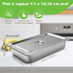 1/1 Full Size 4" Deep Stainless Steel Hotel Pan Steam Pans 4PCS with Lids