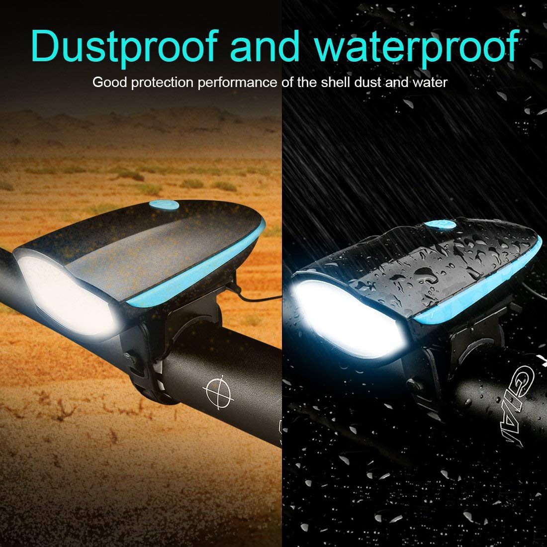 Bike Light with Horn Set, Rechargeable