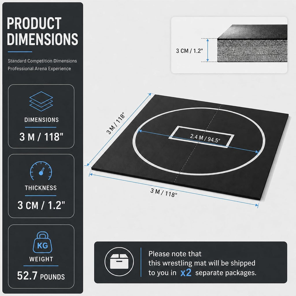 Rollable Wrestling Mat, 1.2" XPE Foam Mats for BJJ Jiu Jitsu & Judo | High-Cushioning Support, Waterproof PVC