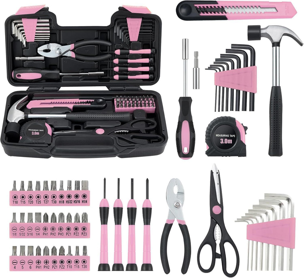 58 Piece Household Tool Set, General Household Hand Tool Kit with Plastic Toolbox Storage Case, All Purpose Household