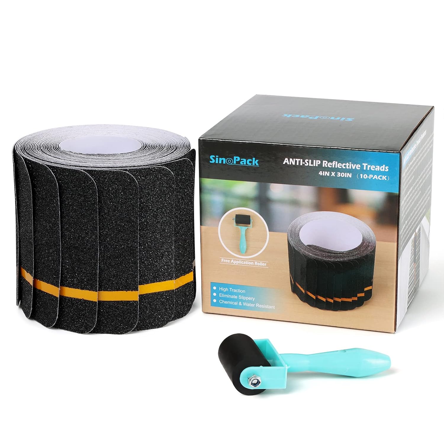 Anti Slip Tape (10-Pack) 4'' x 30'' Waterproof Non Skid Tape, Best Grip Non Slip Strips Treads High Traction Friction
