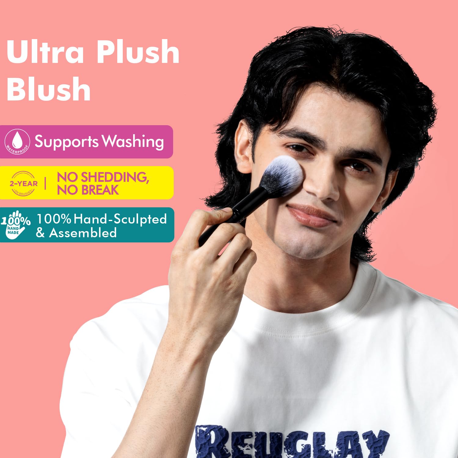 Ultra Plush Blush Makeup Brush with Domed shape for Liquid Blush&Cream&Powder,Buffing Foundation Brush with Tapered