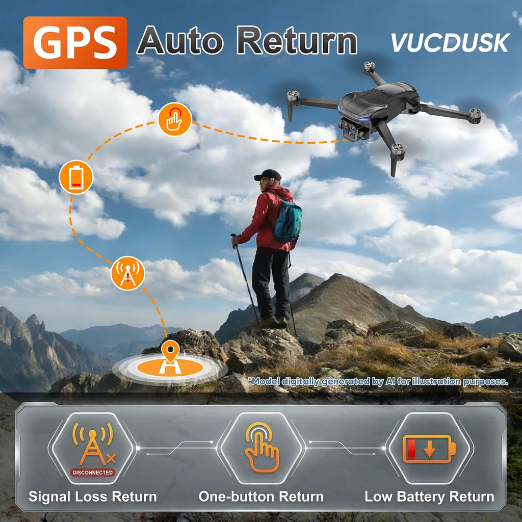 GPS Drone with Camera for Adults - 4K Drone with 4.5” FPV Screen Controller, 60 Min Flight, Brushless Motor Foldable