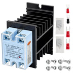 Solid State Relay DC to AC 3-32VDC Input, 24-480VAC Output with Aluminum Heat Sink, Thermal Grease, Flame Retardant PC Shell, Single Phase 100A ﻿