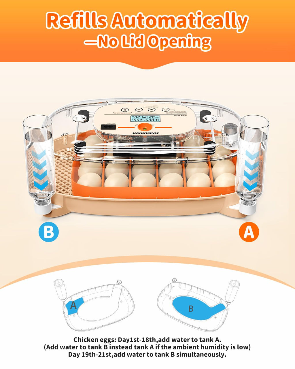 24 Egg Incubator with Automatic Turner Poultry Hatcher
