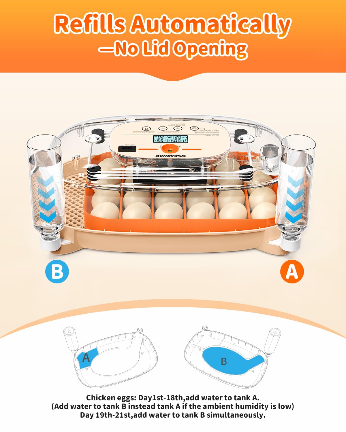 24 Egg Incubator with Automatic Turner Poultry Hatcher