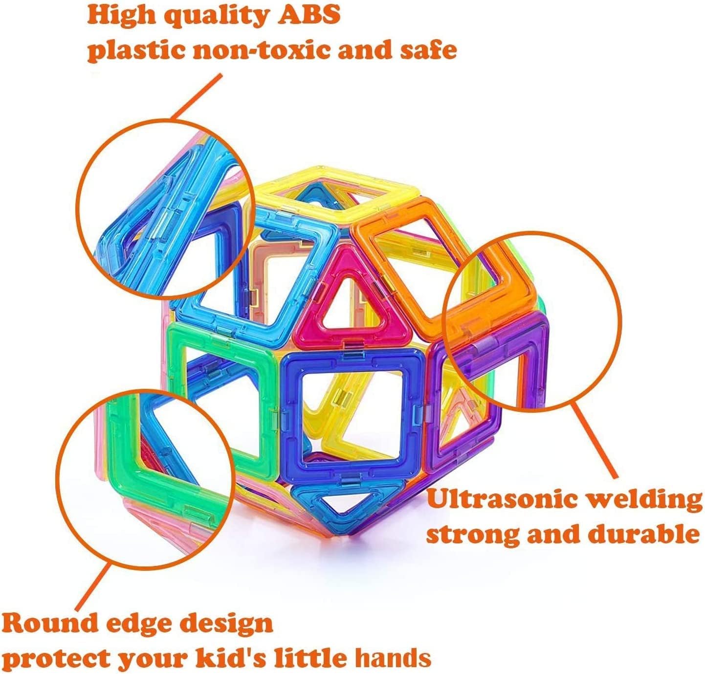 Magnetic Blocks Tough Building Tiles STEM Toys for 3+ Year Old Boys and Girls Learning by Playing Games for Toddlers
