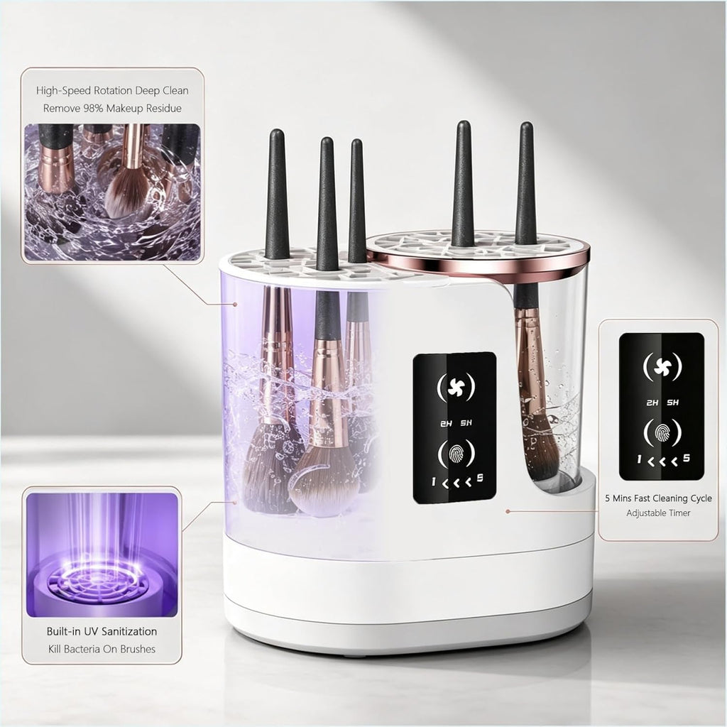 3 IN 1 Electric Makeup Brush Cleaner Dryer, Portable USB Automatic Cosmetic Brush Cleaner, Deep Clean Fast Dry for