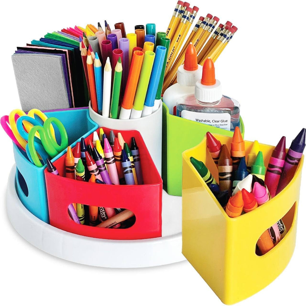 Rotating Art Supply Organizer - Crayon, Marker & Pencil Storage Solution for School Teachers & Classroom Crafts