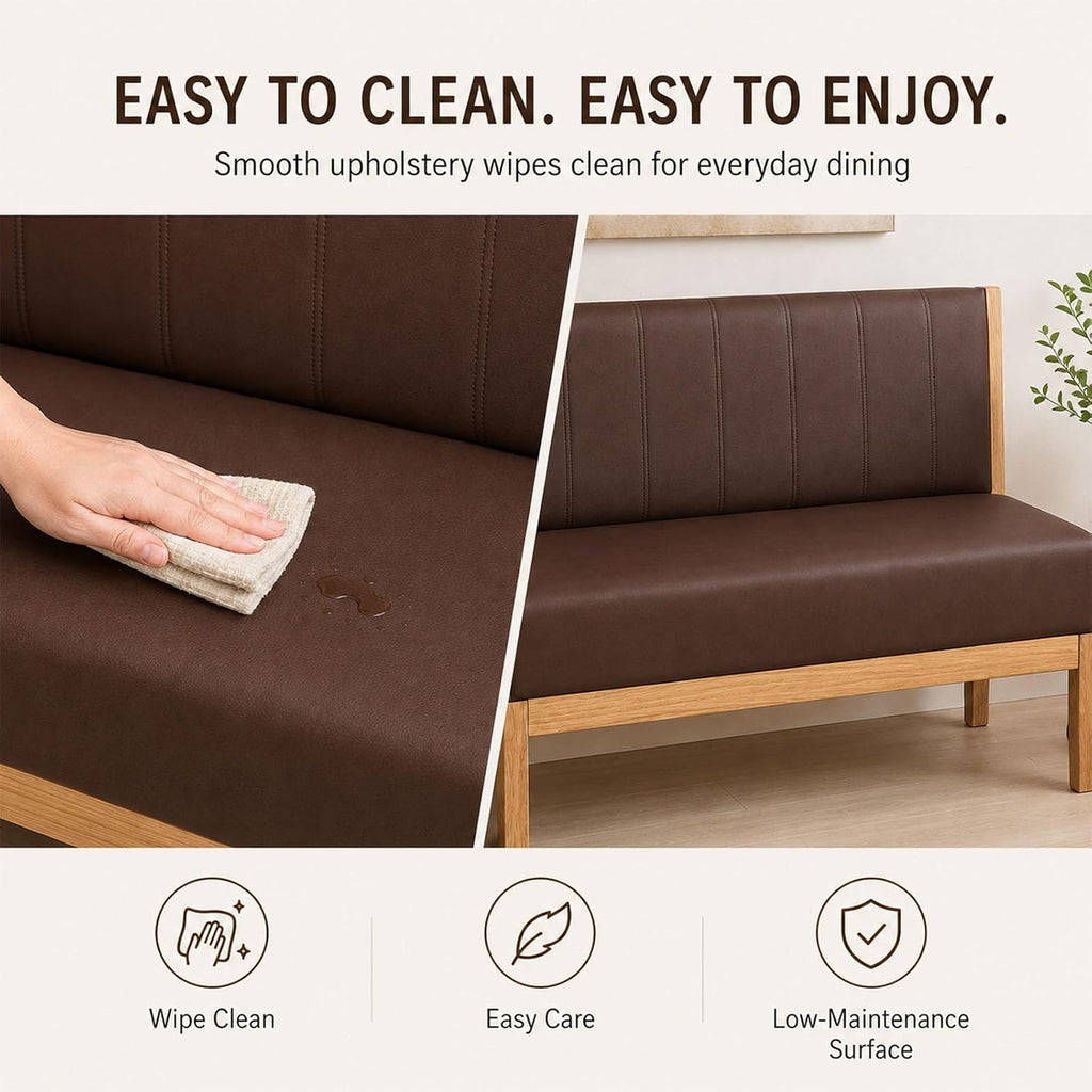 Dining Bench with Back, Booth Seating, Red PU Leather, 39.4in